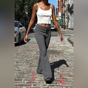 Brandy Melville HILLARY SOFT YOGA FLARE BOOTCUT COMFY PANTS in DARK GRAY (XS/S)